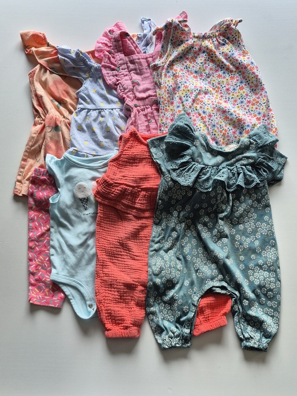 7 Baby Girl Outfits Lot Bundle Carters Old Navy Jessica Simpson Little Me